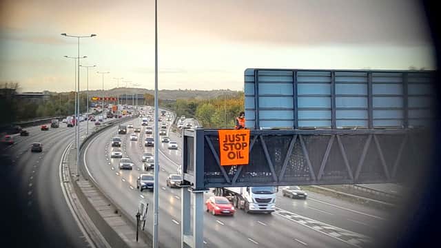 This is the third day Just Stop Oil have disrupted traffic on the M25. Credit: Just Stop Oil