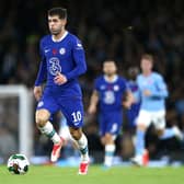 Christian Pulisic of Chelsea runs with the ball during the Carabao Cup Third Round match (Photo by Jan Kruger/Getty Images)