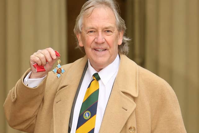 David English, with his CBE medal, awarded by the Princess Royal at an investiture ceremony at Buckingham Palace in 2010 
