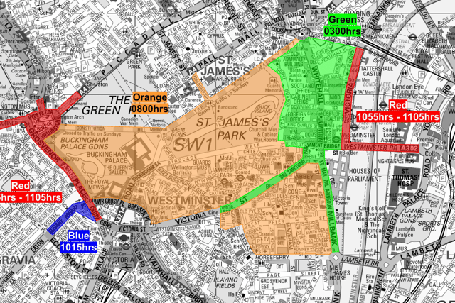 Road closures for the national Service of Remembrance. Photo: Met Police