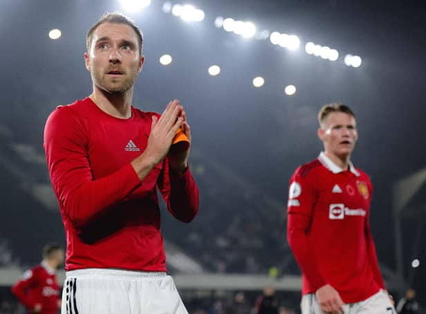  Christian Eriksen of Manchester United walks off after the Premier League match between Fulham FC and Manchester United (Photo by Jared Martinez/Manchester United via Getty Images)