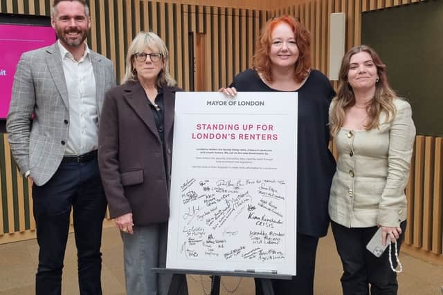 From left, deputy mayor for housing Tom Copley, Polly Neate, chief executive of Shelter, Baroness Alicia Kennedy, director of Generation Rent and housing journalist Vicky Spratt. Photo: LondonWorld