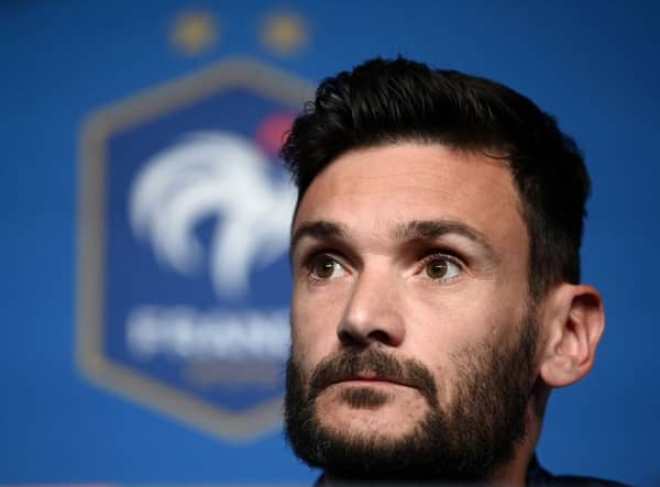 Hugo Lloris looks on during a press conference at the Stade de France in Saint-Denis, north of Paris, on June 2, 2022 on the eve (Photo by FRANCK FIFE/AFP via Getty Images)