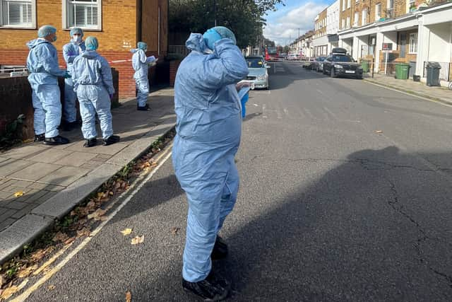 Emergency services on Railton Road, Brixton. Photo: SWNS