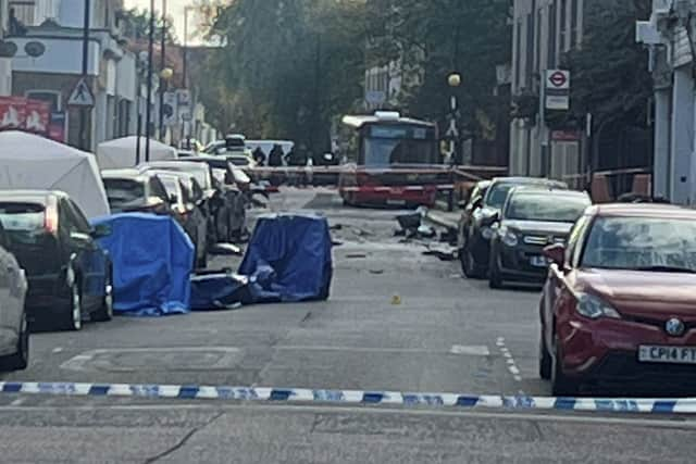 Emergency services on Railton Road, Brixton. Photo: SWNS