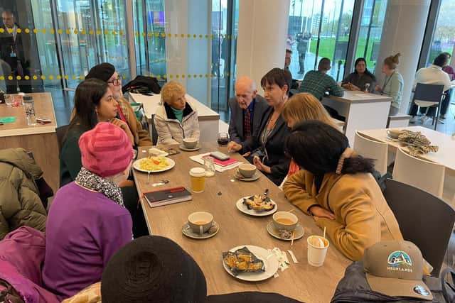 London Assembly members Sakina Sheikh  and Elly Baker met with older campaigners at City Hall.  Credit: Age UK London