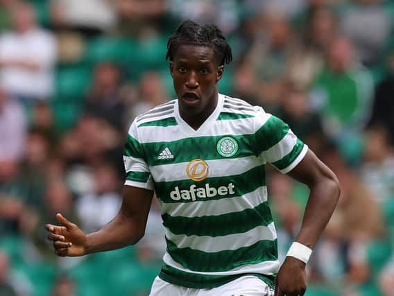 Bosun Lawal is seen in action during the Pre-Season Friendly match between Celtic and Blackburn Rovers