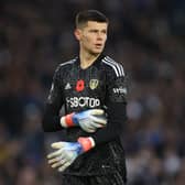 Illan Meslier of Leeds United during the Premier League match between Leeds United and AFC Bournemouth at Elland Road  (Photo by Marc Atkins/Getty Images)