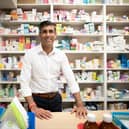 Rishi Sunak during a visit to the pharmacy his mother used to own in Southampton. Photo: Getty