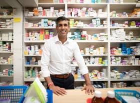 Rishi Sunak during a visit to the pharmacy his mother used to own in Southampton. Photo: Getty