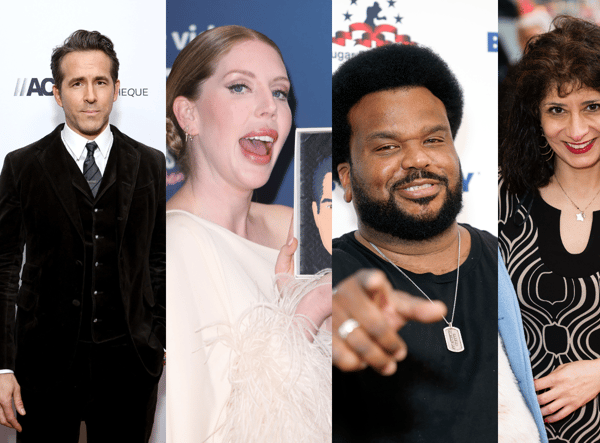 Just For Laughs London 2023 will include (L-R) Ryan Reynolds, Katherine Ryan, Craig Robinson and Sheppi Khorsandi