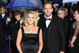 Katie Goodland and Harry Kane attend the "No Time To Die" World Premiere at Royal Albert Hall on September 28, 2021 in London, England. (Photo by Gareth Cattermole/Getty Images)