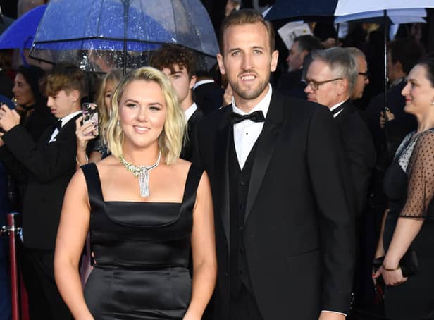 <p>Katie Goodland and Harry Kane attend the "No Time To Die" World Premiere at Royal Albert Hall on September 28, 2021 in London, England. (Photo by Gareth Cattermole/Getty Images)</p>