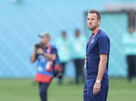 Harry Kane was pictured sporting a £520,000 rainbow Rolex as he arrived in Doha on Monday ahead of England’s World Cup win over Iran. (Photo by Richard Heathcote/Getty Images)
