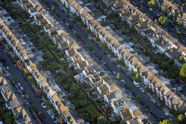  An aerial view of terraced houses in south west London (image: PA)