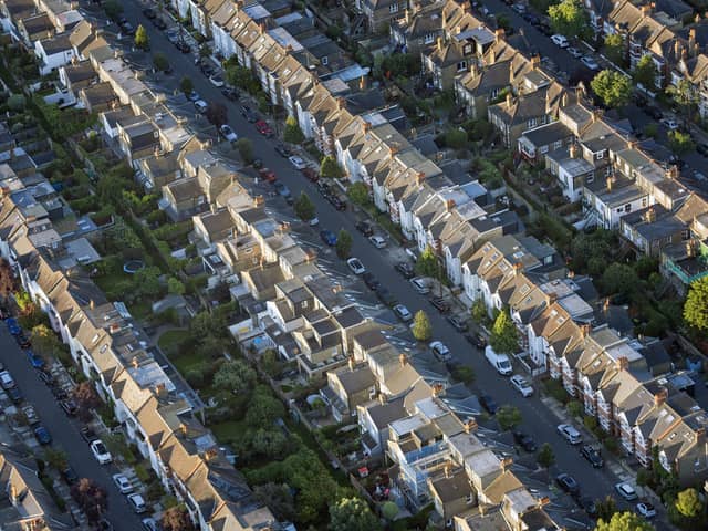  An aerial view of terraced houses in south west London (image: PA)