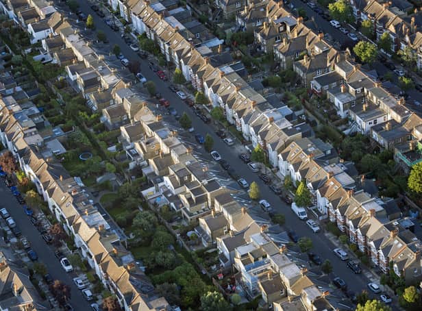  An aerial view of terraced houses in south west London (image: PA)