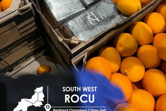 Drugs found within the container of oranges. Photo: South West Regional Organised Cr SWNS