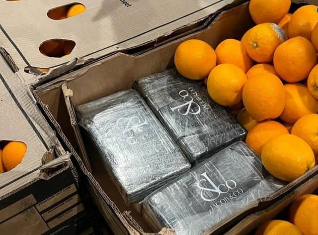 Drugs found within the container of oranges. Photo: South West Regional Organised Cr SWNS