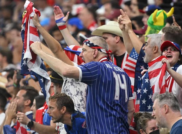 <p>USA fans during the draw with England.</p>
