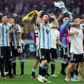 Lionel Messi of Argentina applauds fans after the 2-1 win during the FIFA World Cup Qatar 2022 Round of 16 match between Argentina and Australia