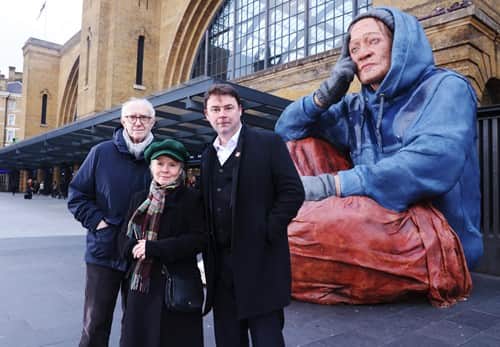 The Crown stars Imelda Staunton and Jonathan Pryce unveiled the sculpture. Credit: Crisis