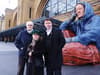 The Crown stars unveil giant statue of homeless man outside King’s Cross Station 
