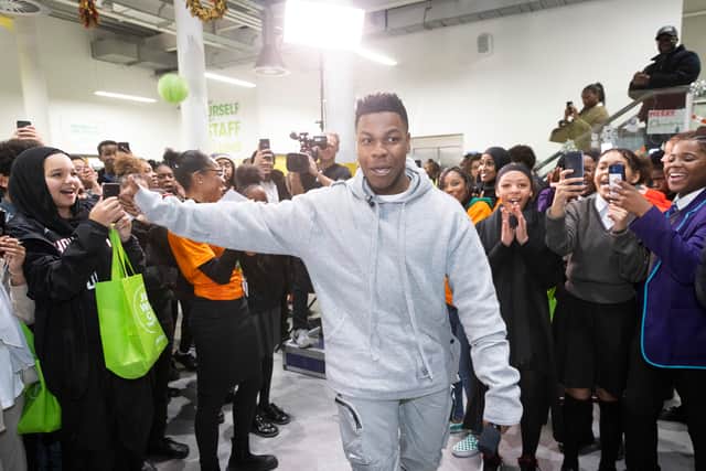 John Boyega visits  Legacy Youth Zone in Croydon. Credit: SWNS