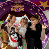The cast of Dick Whittington at the Christmas ‘Panto Pod’ at the London Eye
