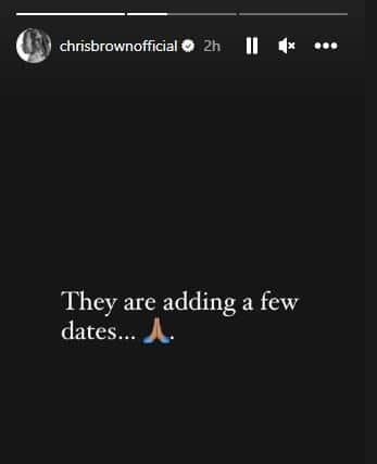 Chris Brown has promised more tour dates (Instagram/chrisbrownofficial)