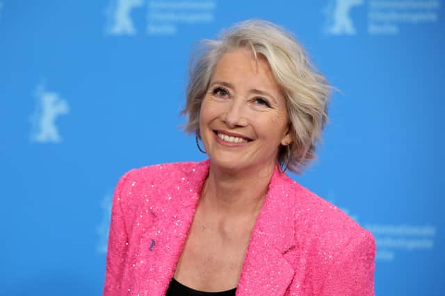 Actress Emma Thompson poses at the "Good Luck to You, Leo Grande" photocall during the 72nd Berlinale International Film Festival Berlin at Grand Hyatt Hotel on February 12, 2022 in Berlin, Germany. (Photo by Sebastian Reuter/Getty Images)