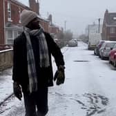 A man was left giddy with excitement and emotional after seeing snow for the first time ever. Photo: Jaima Bako/ SWNS