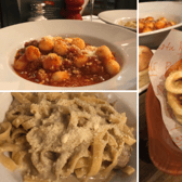 Clockwise from top left, pork sausage ragu gnocchi, fritto misto, and creamy mushroom tagliatelle. Photo: LondonWorld