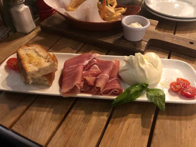 A platter of burrata, Parma ham and focaccia. Photo: LondonWorld