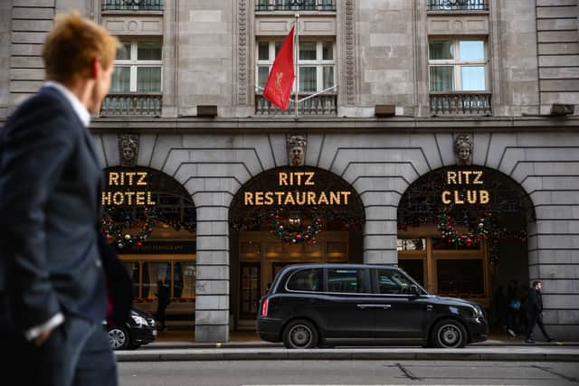 Christmas decorations adorn The Ritz London. Photo: Getty