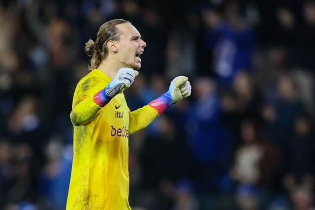 Maarten Vandevoordt celebrates a Genk goal  