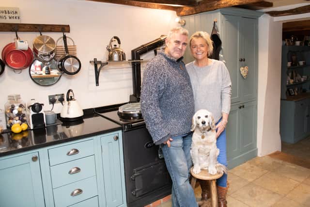 Jonny and Cressida Bromley with dog Jay. Photo: Getty