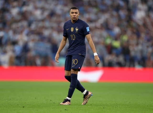 Kylian Mbappe of France   during the FIFA World Cup Qatar 2022 Final match between Argentina and France (Photo by Catherine Ivill/Getty Images)