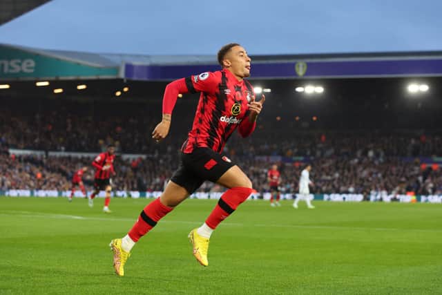 Marcus Tavernier of AFC Bournemouth celebrates scoring his goal during the Premier League match between Leeds United and AFC Bournemouth 