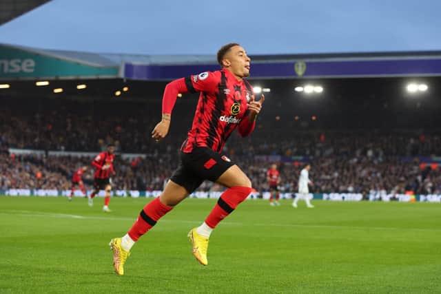 Marcus Tavernier of AFC Bournemouth celebrates scoring his goal during the Premier League match between Leeds United and AFC Bournemouth