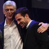 Arsenal great Cesc Fabregas with former boss Arsene Wenger.