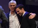 Arsenal great Cesc Fabregas with former boss Arsene Wenger.