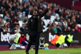 Crystal Palace Manager  Patrick Vieira instructs his team during the Premier League match between West Ham United and Crystal Palace 