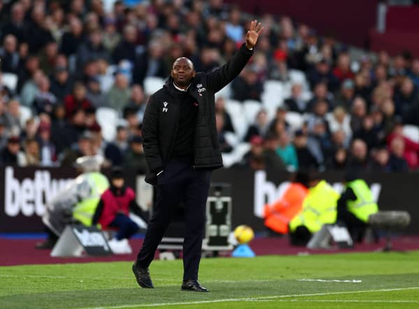 Crystal Palace Manager  Patrick Vieira instructs his team during the Premier League match between West Ham United and Crystal Palace 