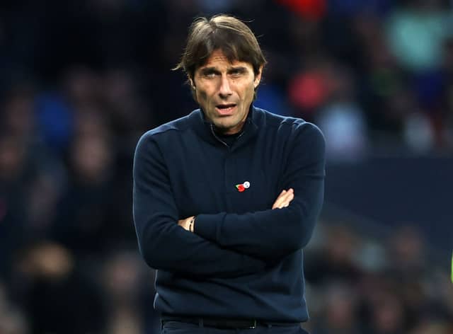 Tottenham Hotspur's Italian head coach Antonio Conte looks on during the English Premier League football match between Tottenham Hotspur and Leeds United at the Tottenham Hotspur Stadium