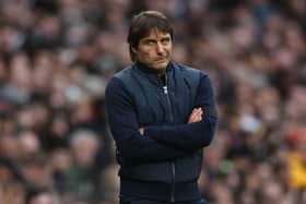 Tottenham Hotspur's Italian head coach Antonio Conte gestures on the touchline during the English Premier League football match between Tottenham Hotspur and Aston Villa at Tottenham Hotspur Stadium