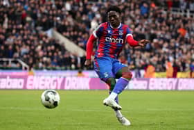 Malcolm Ebiowei of Crystal Palace takes their sides fifth penalty which is saved by Nick Pope of Newcastle United  (Photo by George Wood/Getty Images)