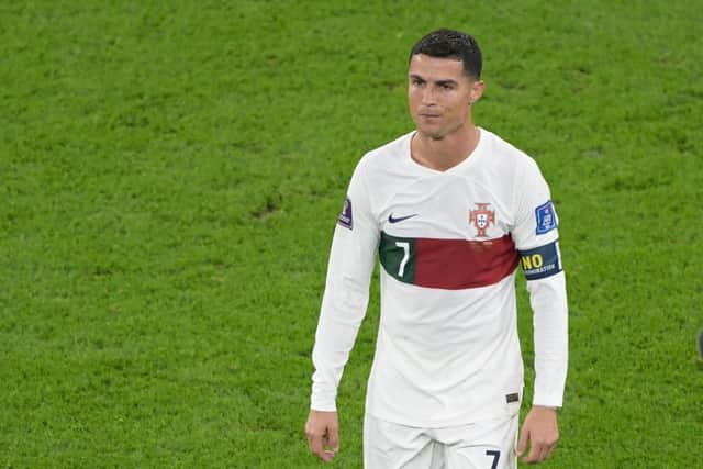 Cristiano Ronaldo leaves the field after losing to Morocco 1-0 in the Qatar 2022 World Cup quarter-final football match between Morocco and Portugal