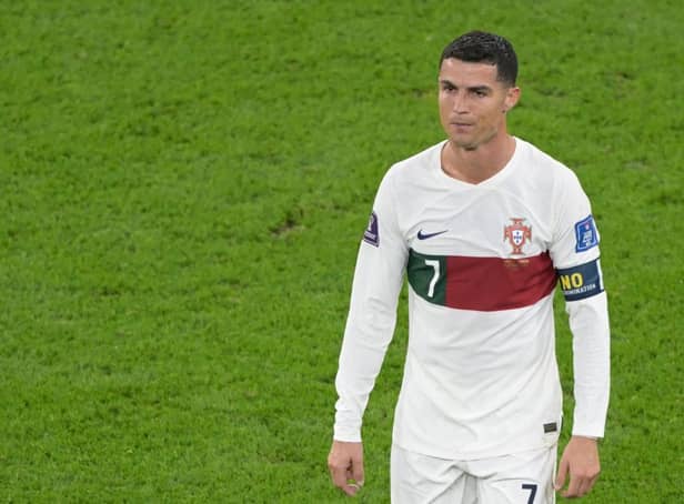 <p>Cristiano Ronaldo leaves the field after losing to Morocco 1-0 in the Qatar 2022 World Cup quarter-final football match between Morocco and Portugal</p>