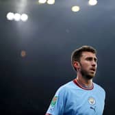 Aymeric Laporte of Manchester City  in action during the Carabao Cup Fourth Round match between Manchester City (Photo by Naomi Baker/Getty Images)